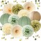 Sage Gold Cream Tissue Paper Pom Poms Paper Lanterns(Sage Green, Cream, Gold)